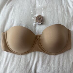 JC Calvin Klein Womens Strapless Underwire Padded  Bra Beige Size 38C